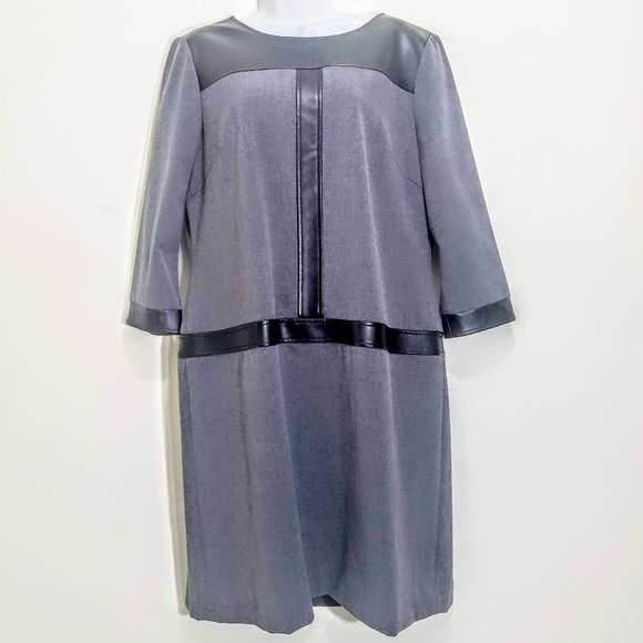 Alex Marie Dresses & Skirts - EUC!Alex Marie Faux Leather Trim Drop Waist Sheath